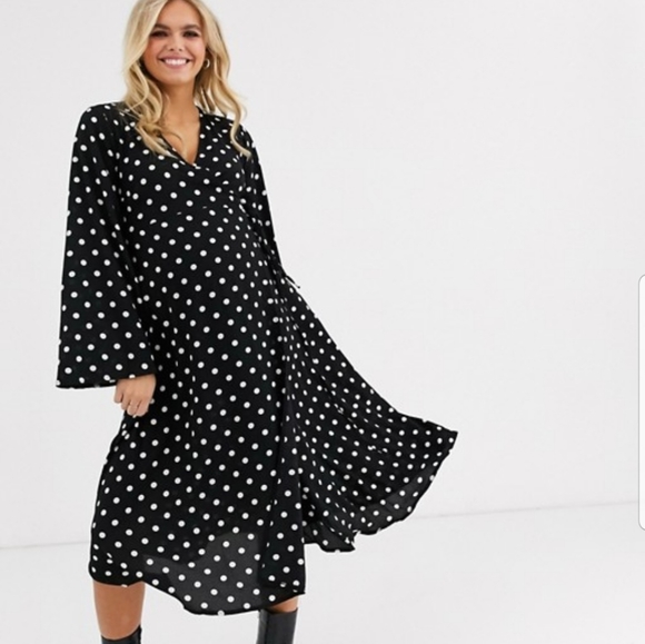 new look polka dot wrap dress